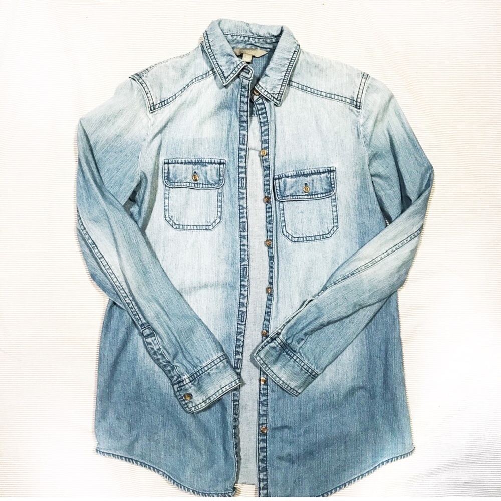 🌵 RUBBISH denim chambray top Sz small